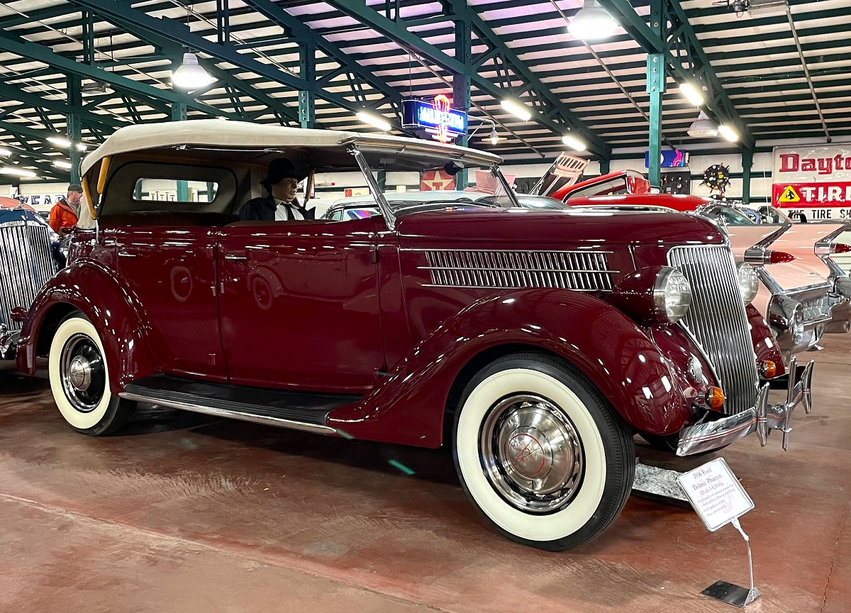 A 1936 Ford Deluxe Phaeton is among thousands of cars on display at the LeMay Family Collection, among family activities in Seattle for kids who love cars