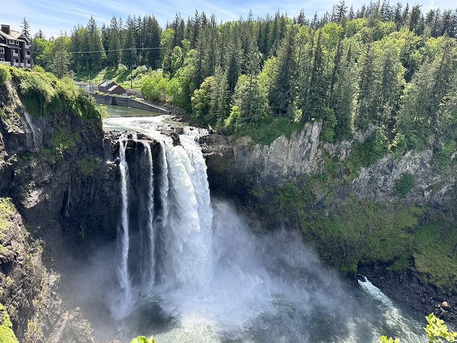 Snoqualmie Falls on a sunny day in Snoqualmie Washington