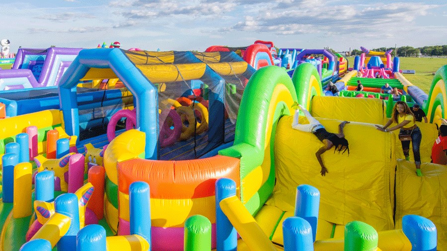 Bounce The City Seattle inflatable obstacle course offers challenges for kids and grownups alike