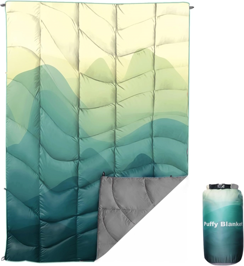 Puffy blanket outdoor movies and concert gear