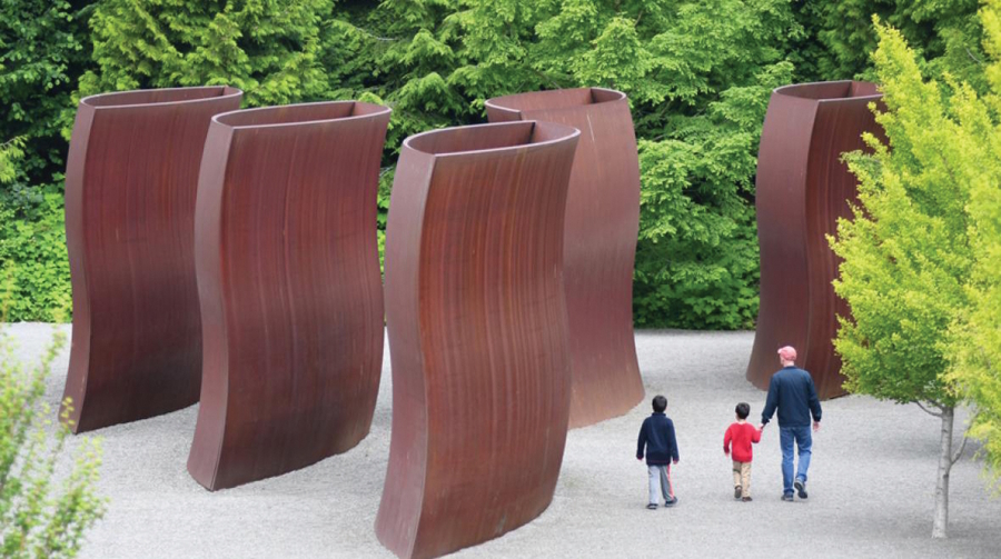 Sculpture park walk with large sculptures