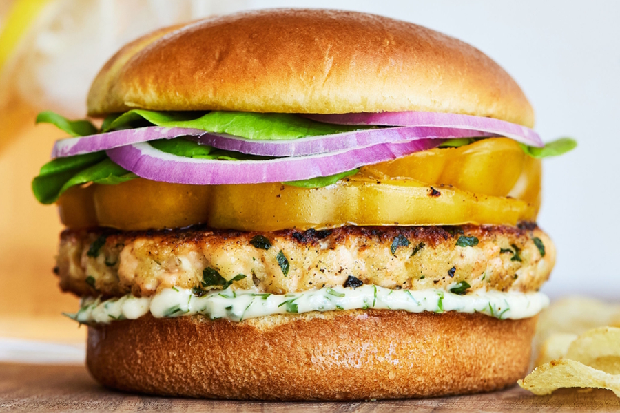 crispy salmon burger