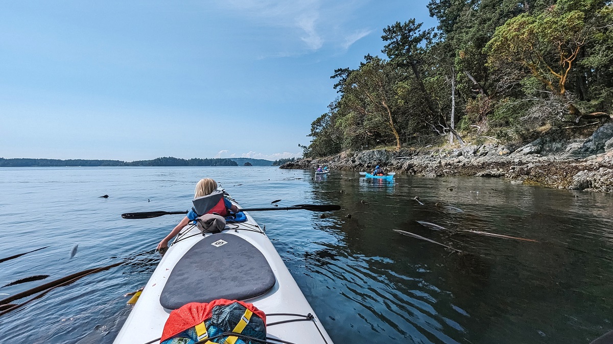 San Juan Islands family kayaking trips feature double kayaks so you can paddle with your child