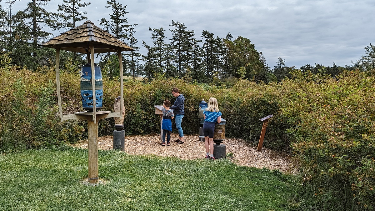 Family activities on the San Juan Islands including visiting the interactive San Juans Sculpture Park