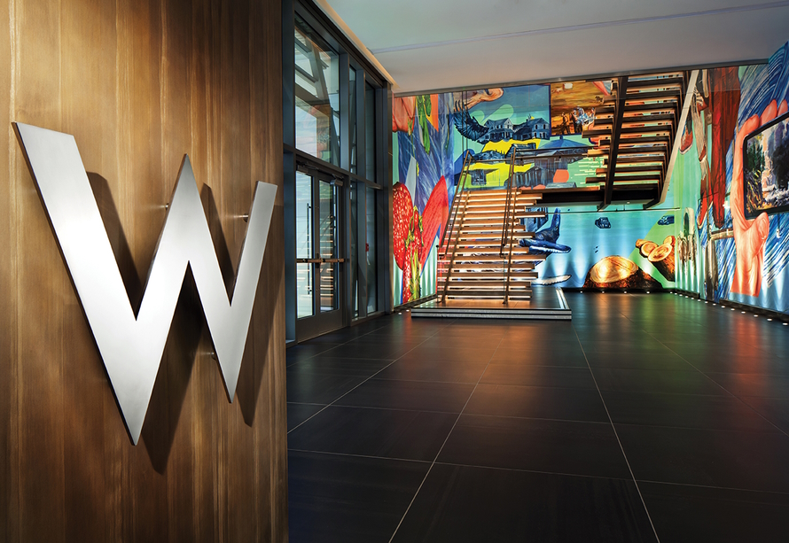 Brightly painted walls at the W Bellevue hotel