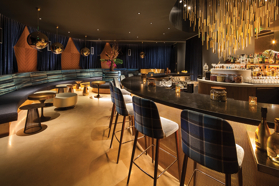 Curved bars and tall stools at Civility & Unrest