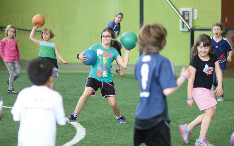 Kids playing dodge ball