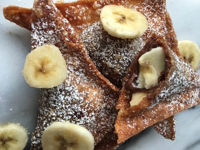 Fried Nutella pockets with banana slices
