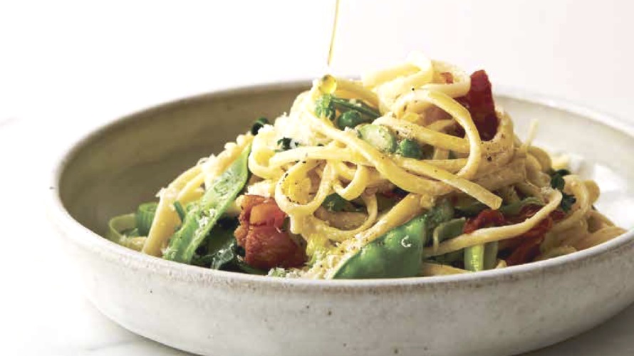 Linguine with Asparagus and Peas