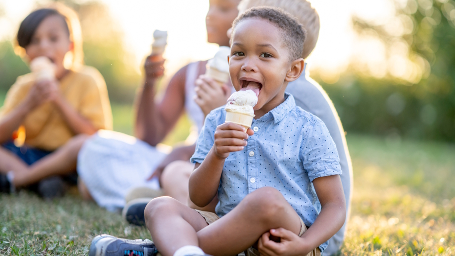 Boy eating ice cream