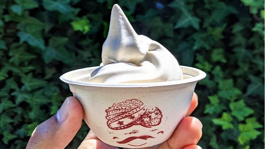 Small cup of new soft serve ice cream Indian flavors Seattle restaurant Spice Waala, best ice cream seattle options