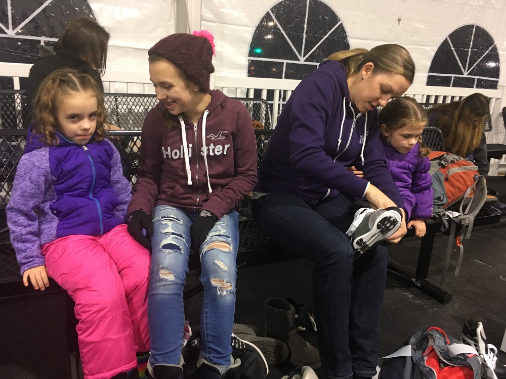 Oly on Ice getting skates on