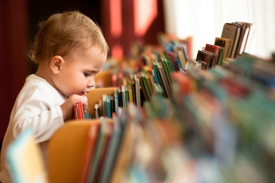 baby in library