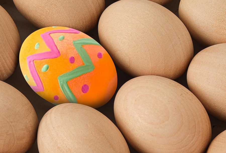 wooden eggs with paint