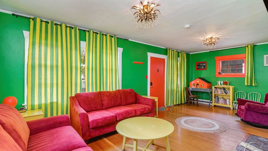 Seattle vacation rental with Goodnight Moon themed room, including green walls and decor from the book.