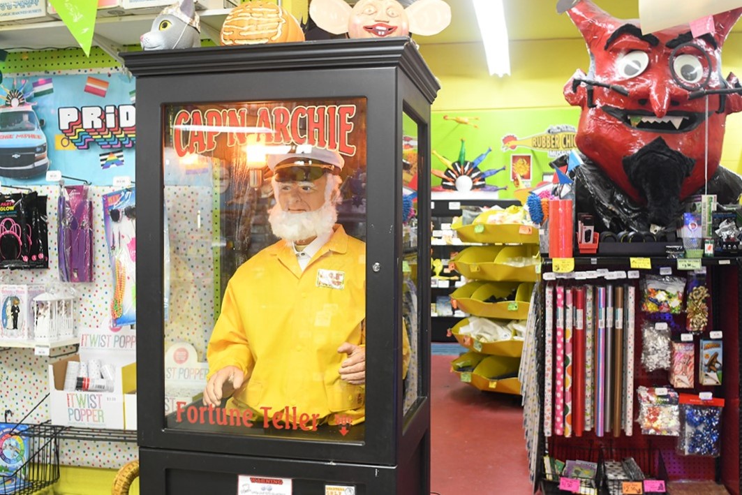 Capn Archie doles out fortunes for 50 cents at the Archie McPhee Seattle store, celebrating its 40th birthday this year