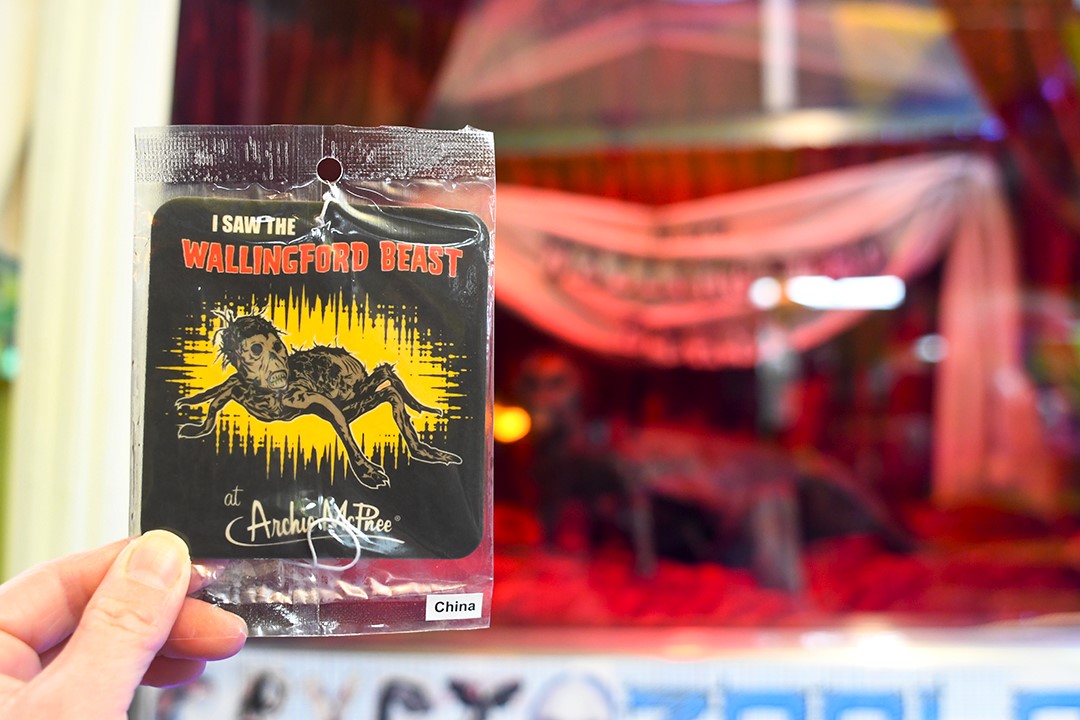 Archie McPhee’s Wallingford Beats lives in a glass case at the Seattle store; commemorate your visit with a Wallingford Beast air freshener