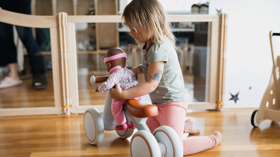 young girl playing during child care at The Village Project in North Bend