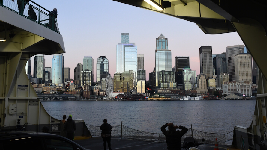 View of downtown Seattle from the Bainbridge ferry
