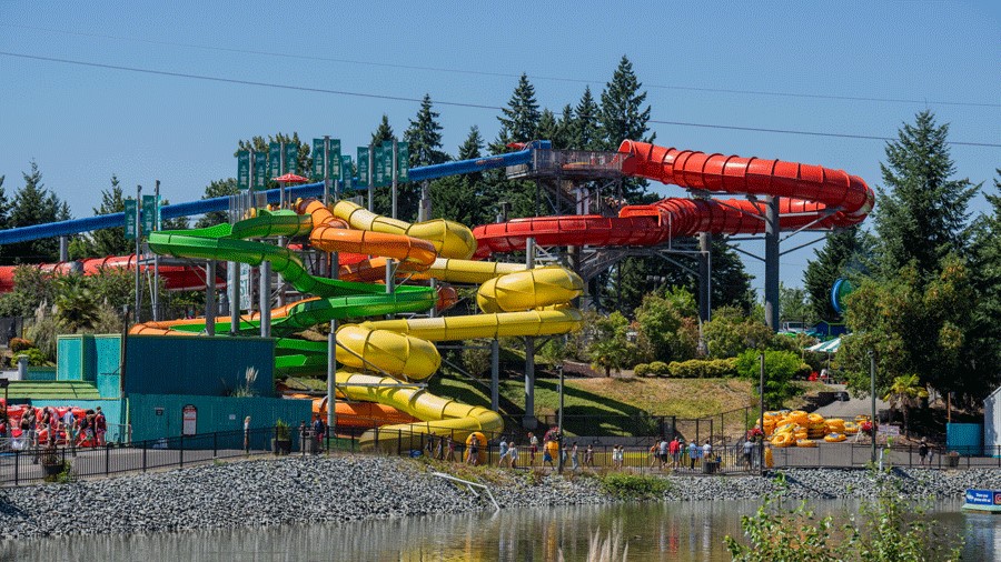 Pacific Plunge water slides at Wild Waves water park near Seattle
