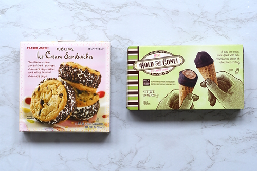 Box of ice cream sandwiches and ice cream cones