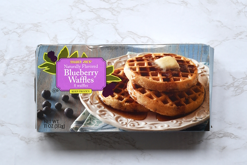 Box of frozen blueberry waffles