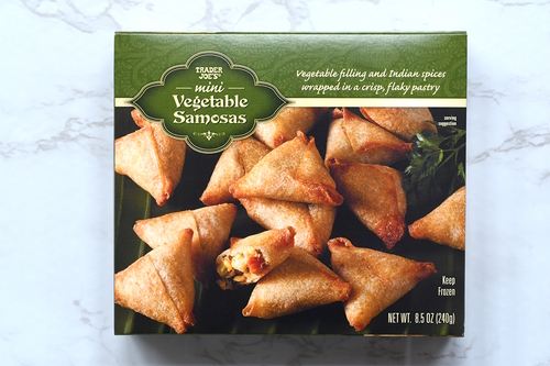 Box of frozen mini vegetable samosas