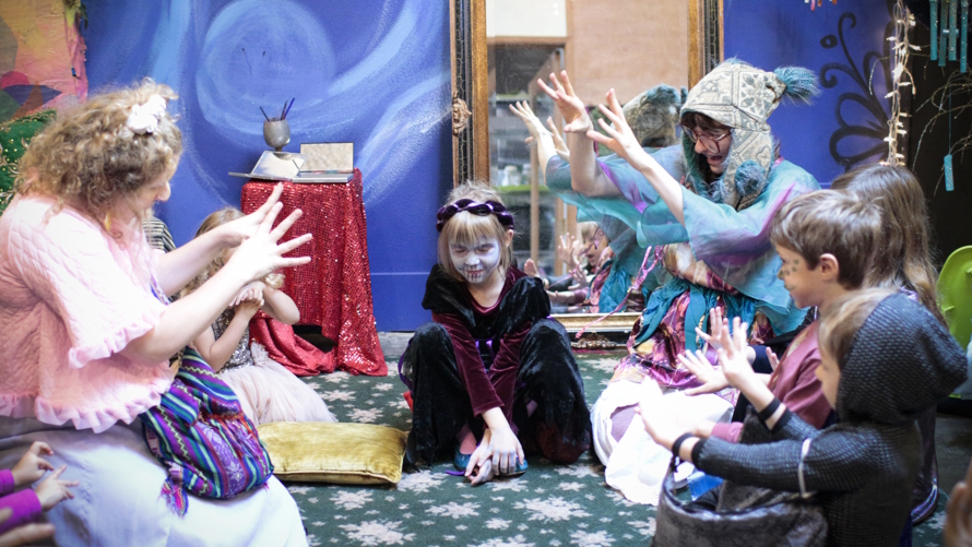 Kids having a party at Moonpaper Tent