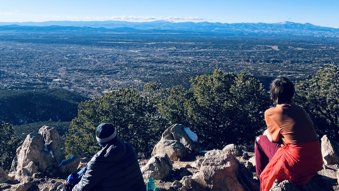 family looking at a view in Santa Fe