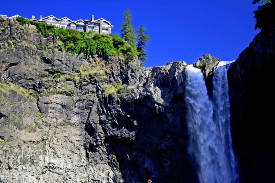 Salish Lodge & Spa on a hill beside Snoqualmie Falls, Washington, nearby getaways for families