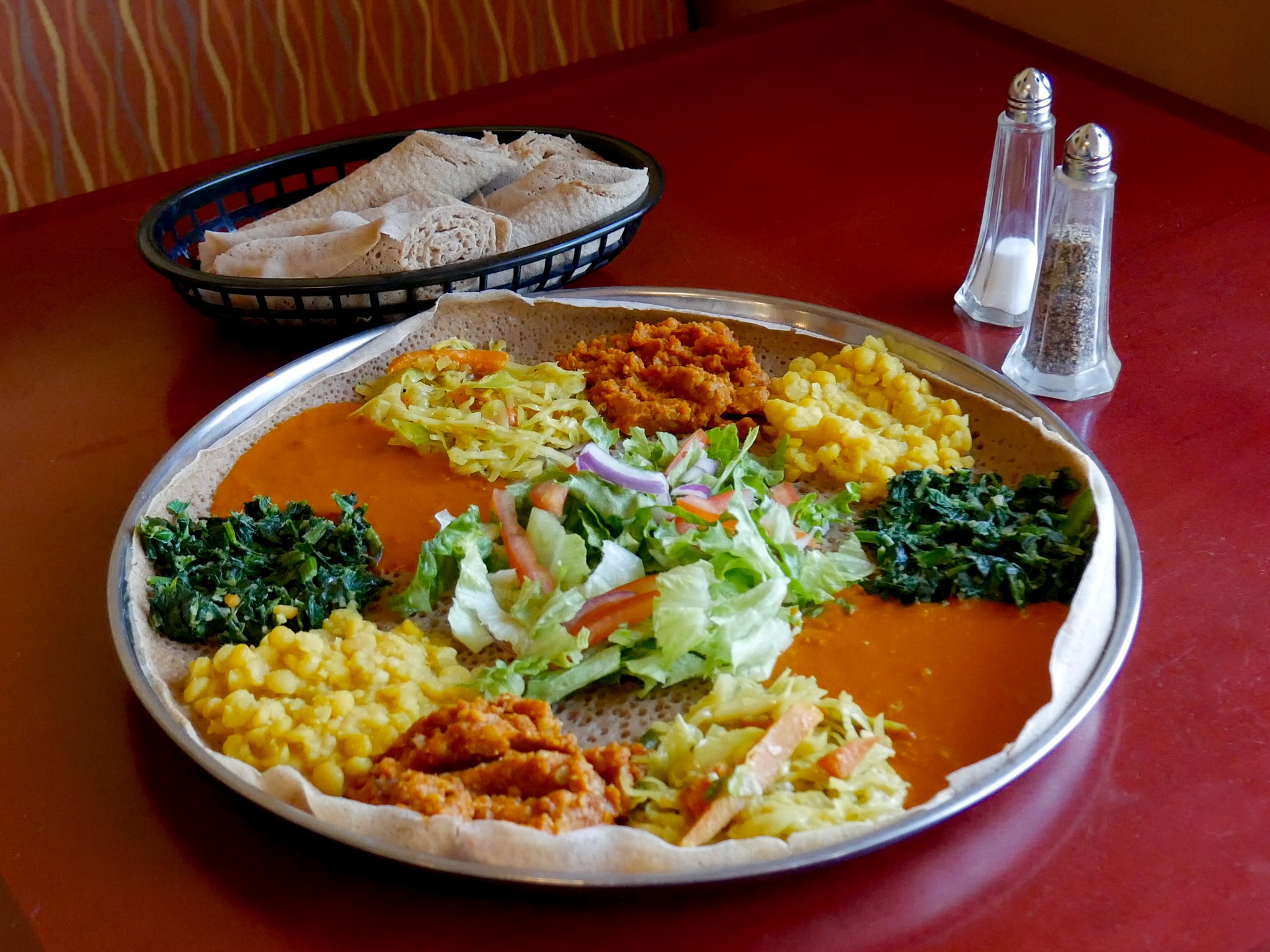 Vegetarian combo platter of Ethiopian and Eritrean food from Amy's Merkato in Seattle best global dining destinations for families