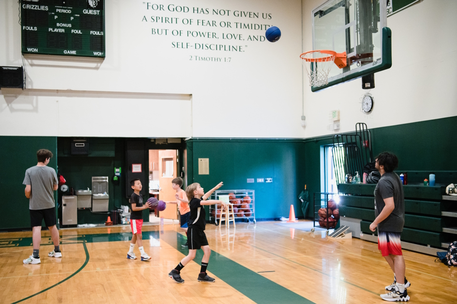 kids playing basketball at Bear Creek School