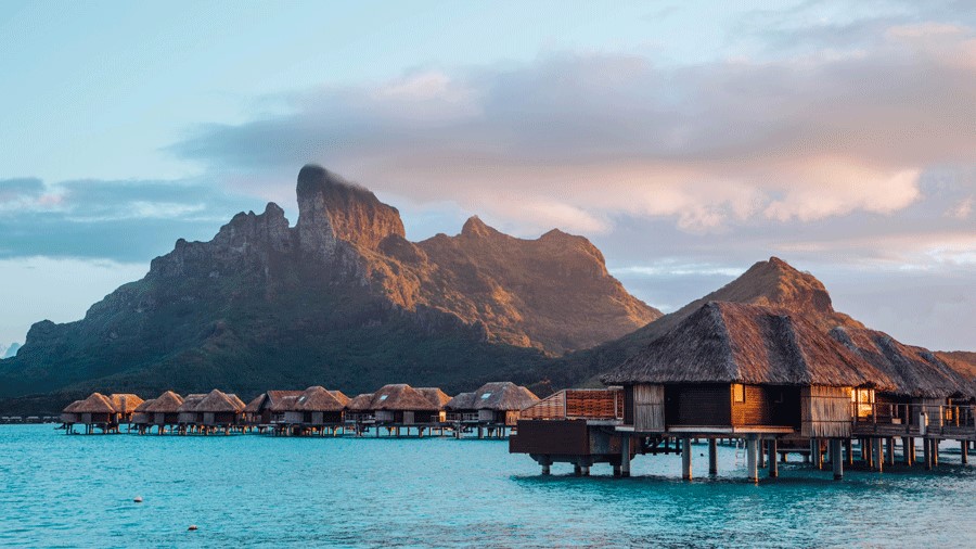 Bungalows over the water at Four Seasons Resort Bora Bora