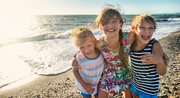 Kids playing on beach