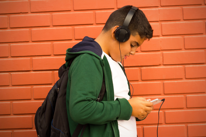 Boy wearing headphones