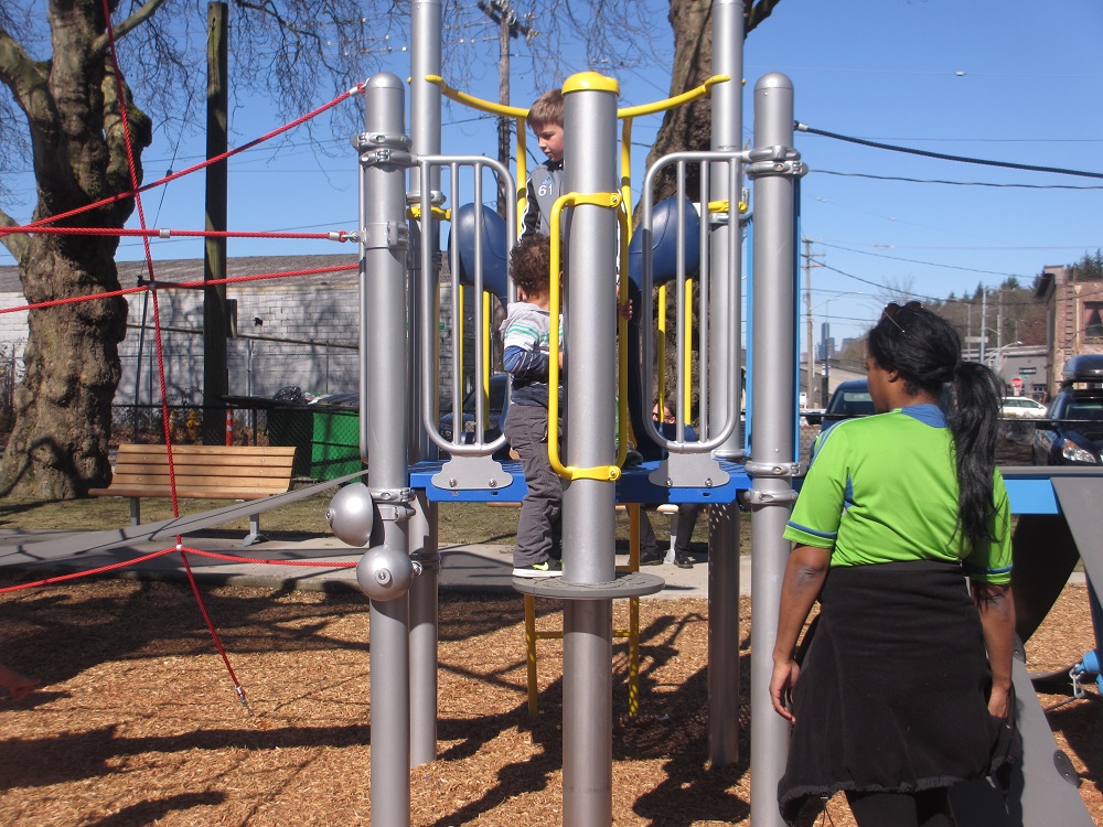 Georgetown Playfield's elevator feature small boy riding fun playgrounds around Seattle