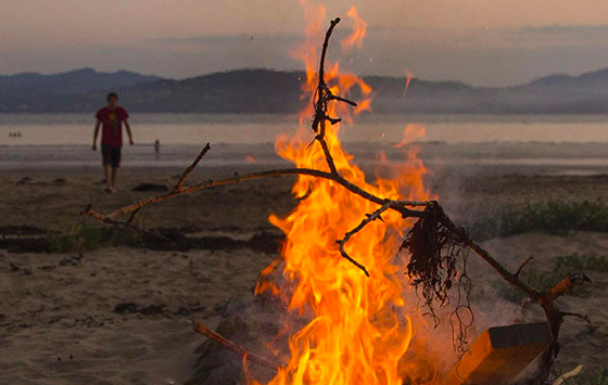 Fire on beach