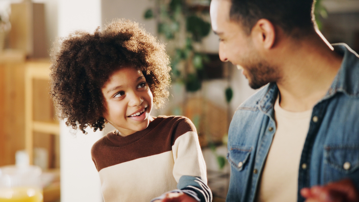 dad talking with child and supporting them, ADHD