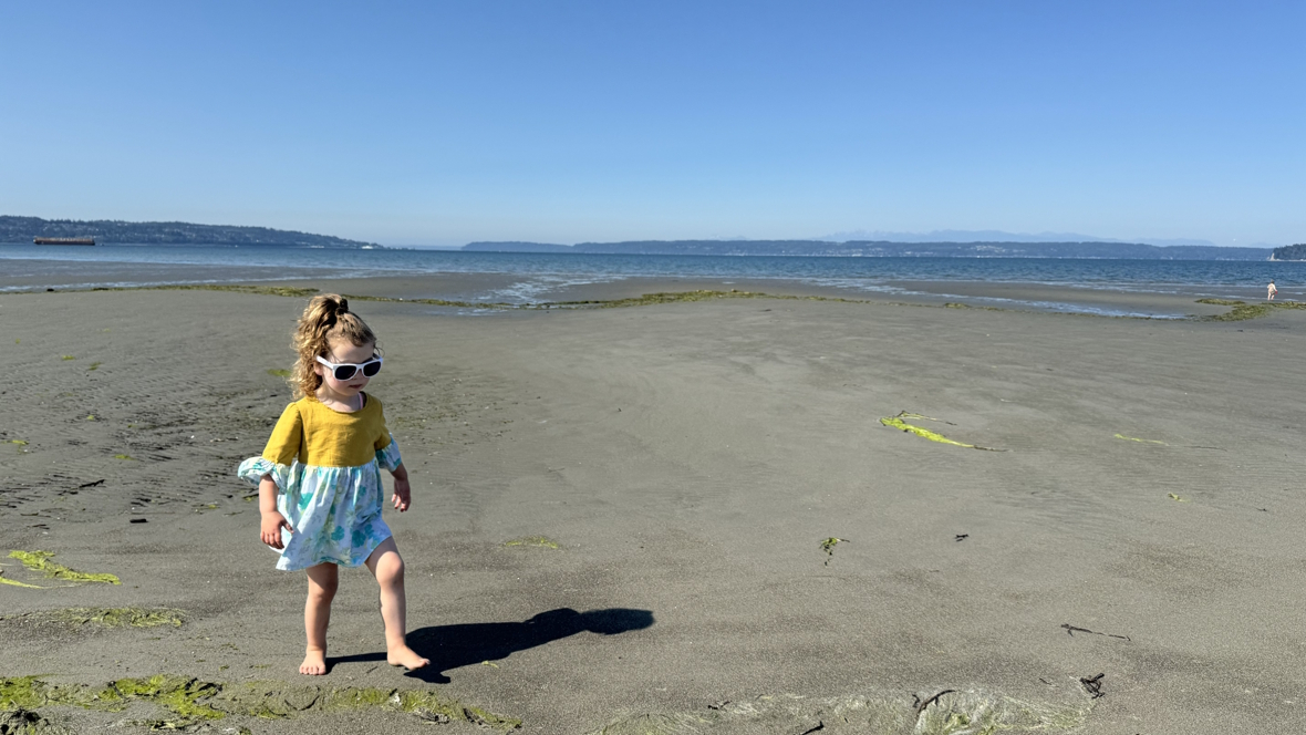 Little girl on the beach at Jetty Island
