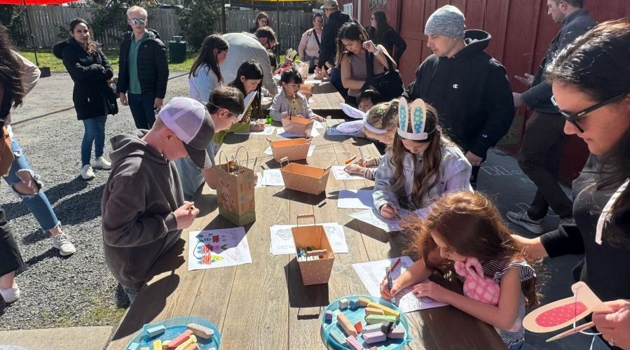 Kids do Easter crafts during the Easter Express train ride experience at Mount Rainier Railroad.