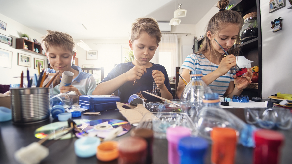 kids working on craft projects