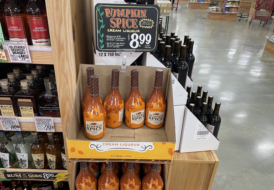 Pumpkin spice cream liqueur at Trader Joes