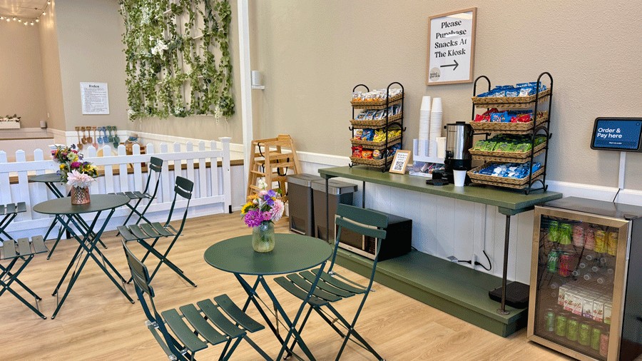 snack and seating area at The Sand Garden