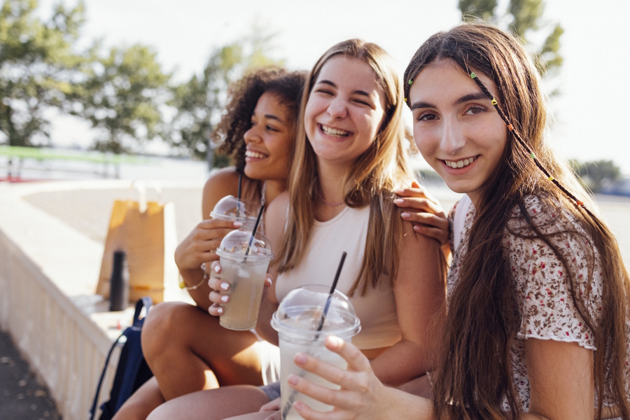 teen girls hanging out together
