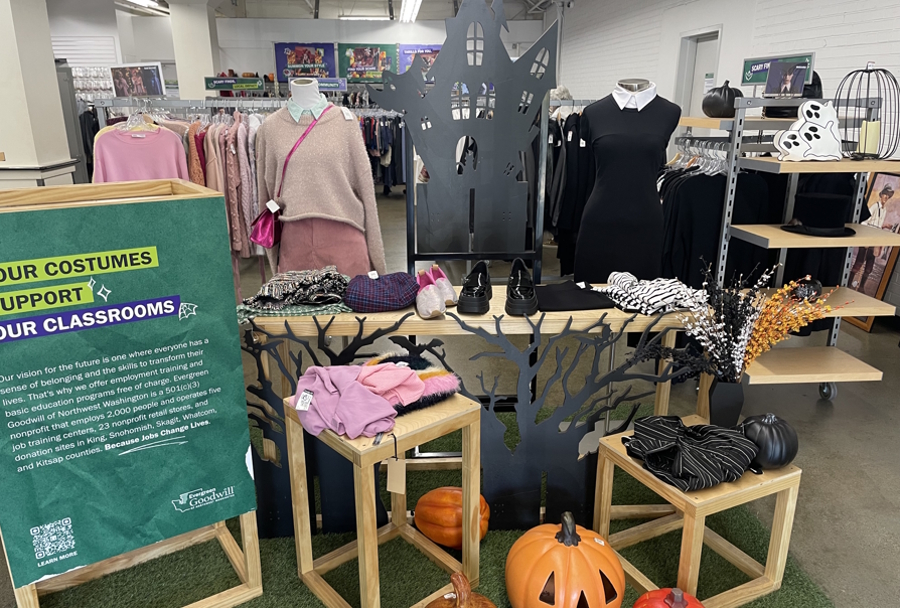 Wednesday and Enid display at Goodwill