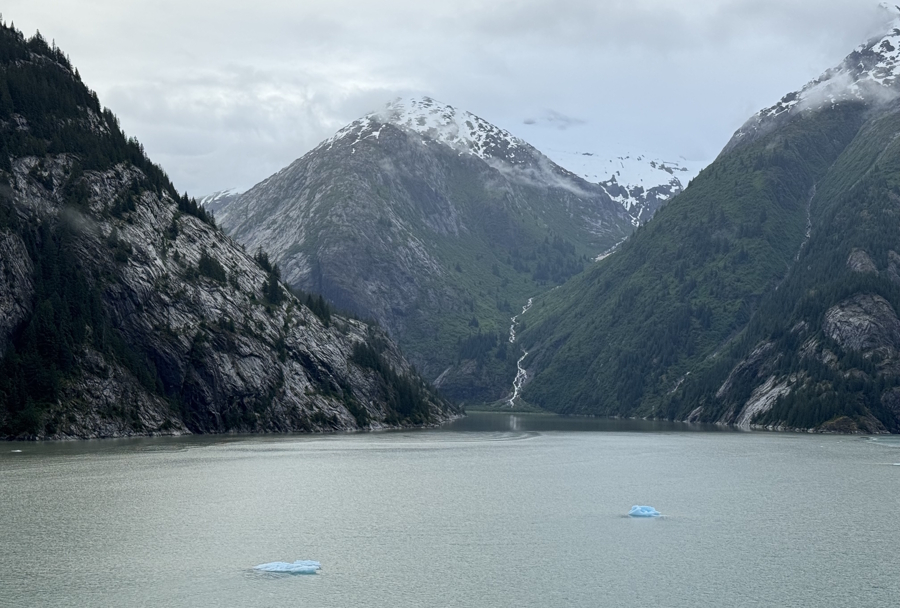 blue glacier in the water on an Alaskan cruise