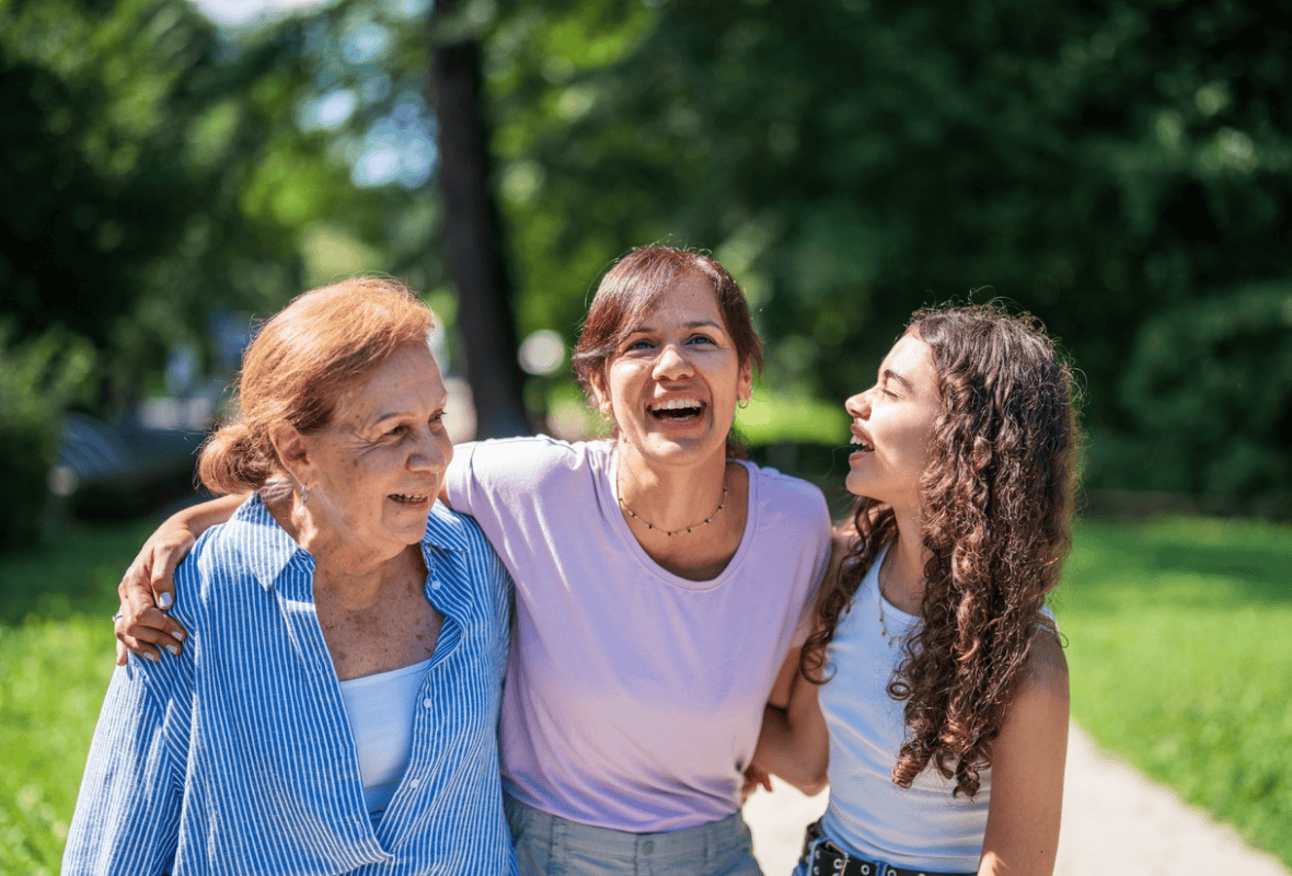 Joyful multigenerational family