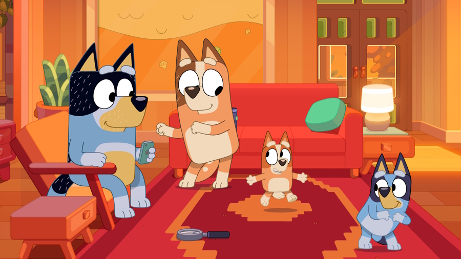 Bluey and Mum catch Bingo in a boogie trap
