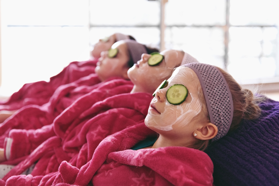 Kids at a spa relaxing