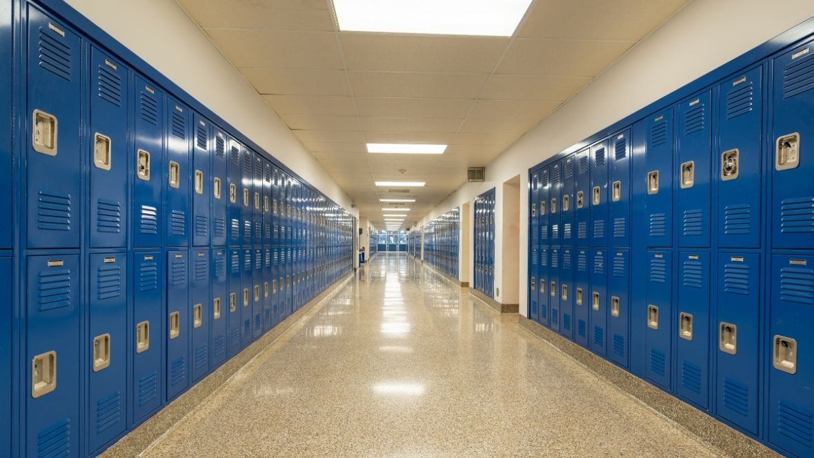 empty school hallway